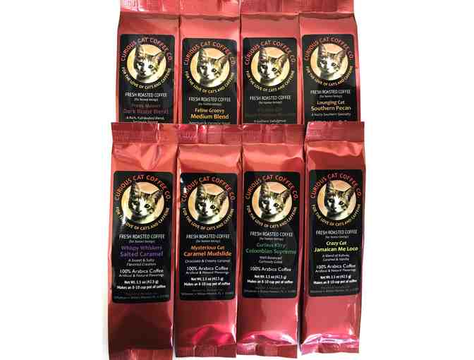 MYSTICAL & CURIOUS CATS MUG SET OF 4 WITH 8 FLAVORS OF CURIOUS CAT COFFEE