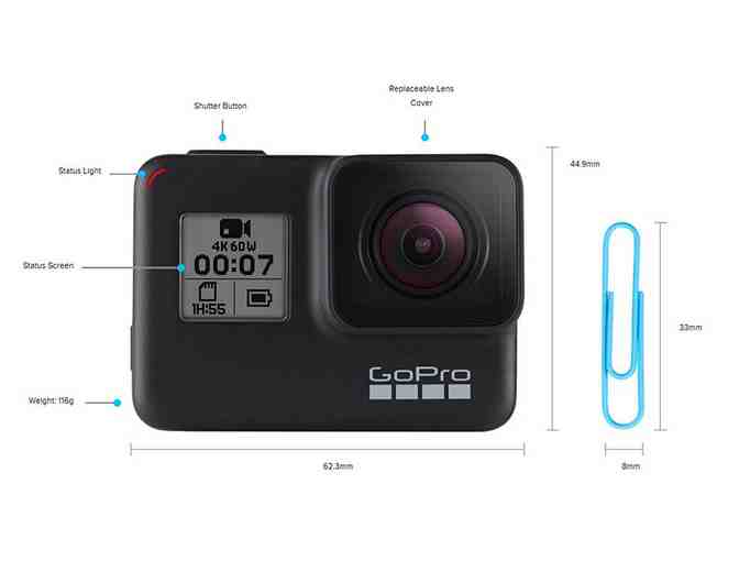 GoPro HERO7 Black Camera + Extra Rechargeable Battery + PNY Elite-X 32GB U3 microSDHC Card