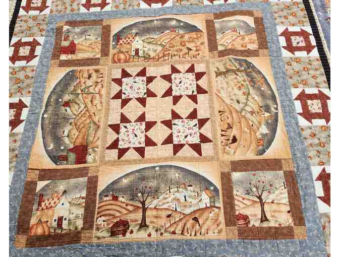 Handmade reversible flannel quilt entitled Autumn in New England