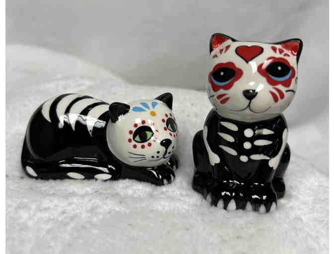 Sugar Skull Cat Salt and Pepper Shakers - Photo 1
