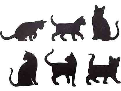 Cat Silhouette Fridge Magnets, Set of 6