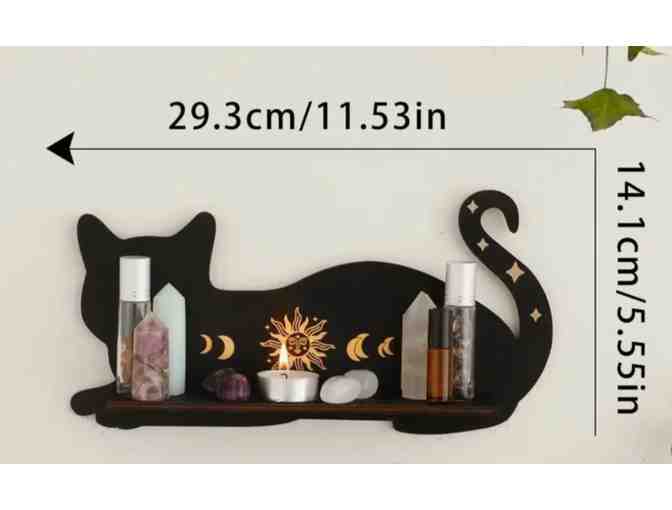 Wooden Black Cat Wall Shelf - Photo 2