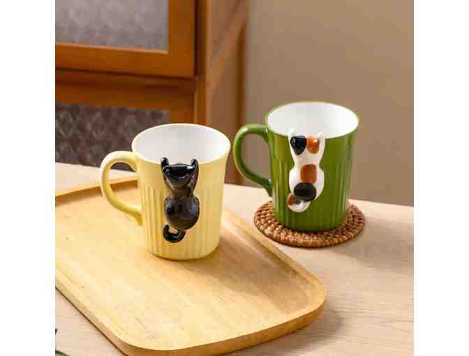 Peeking Cat Mugs: Set of 2 - Photo 1