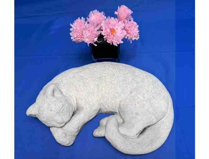 Sleepy Cat Stone Garden Statue