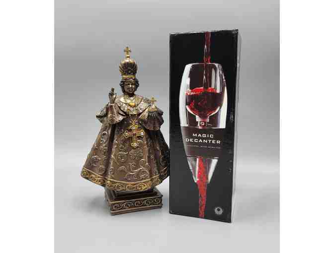 Walnut Board with Infant of Prague and Magic Decanter