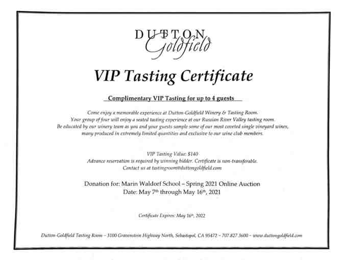 Dutton-Goldfield Vineyards - Magnum (1.5L) of Pinot Noir plus a VIP Tasting for 4