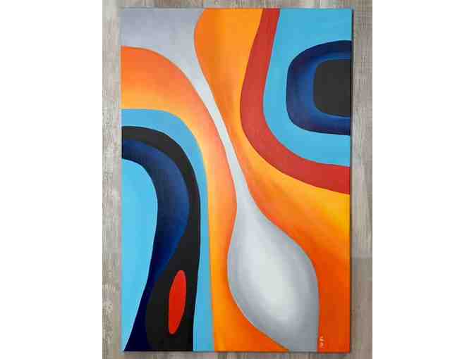 Abstract Art in Orange, Gray and Blue