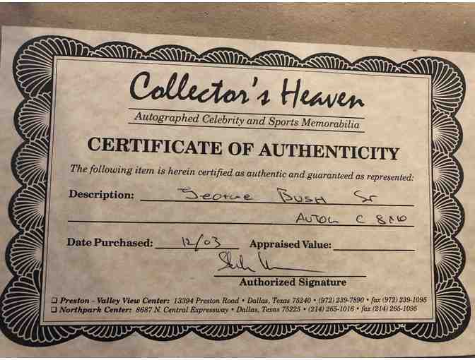 Framed Autographed George H W Bush Color Photograph