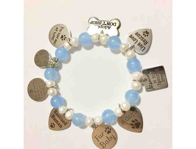 Aquamarine, Pearl and Stainless Steel Bracelet