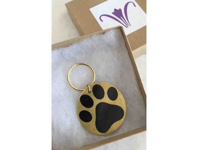 Dog Pawprint Brass Keychain