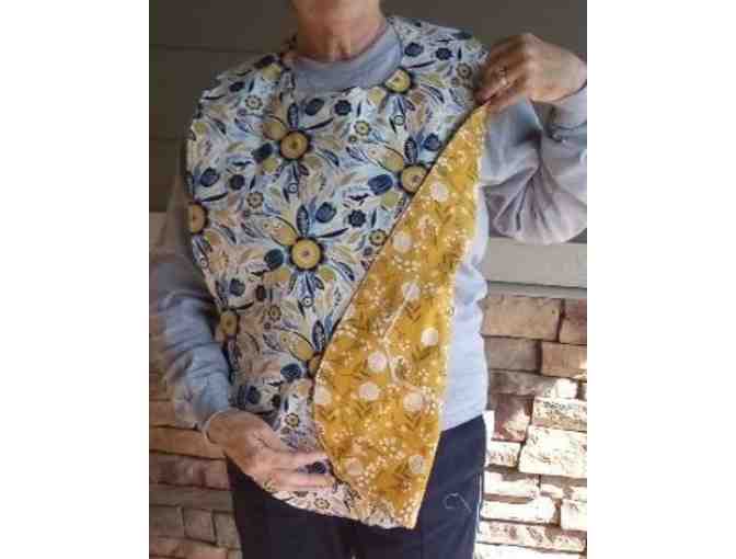 Blue White Flower Reversible Adults' Bib