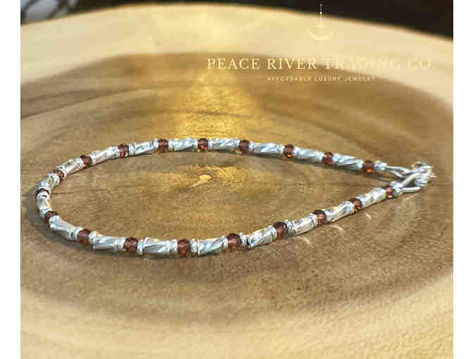 Garnet Karen Hill Tribe Silver Bracelet Handmade