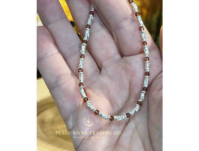 Garnet Karen Hill Tribe Silver Bracelet Handmade