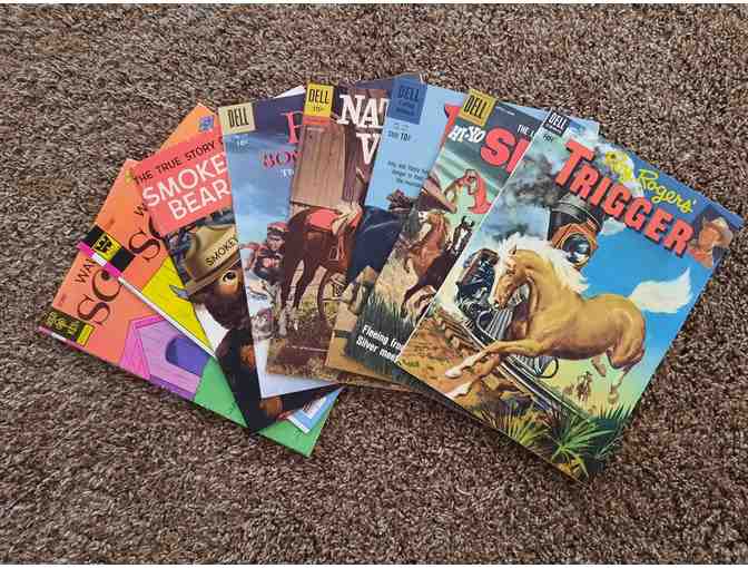 Eight vintage animal related comic books