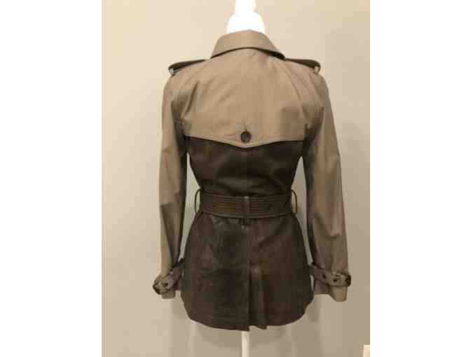 NEW Coach Leather & Cotton Blend Trench Coat XS