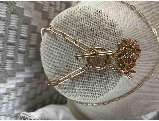 Handmade Gold plated bee necklace and toggle bracelet