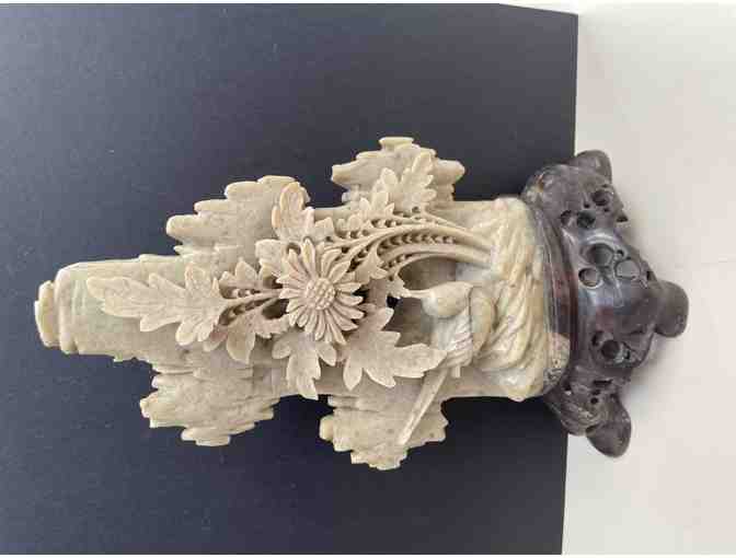 Vintage Chinese Soapstone on attached stand