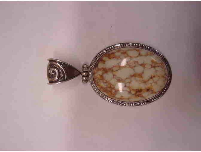 Tibetan Golden Turquois & Sterling Silver Pendent