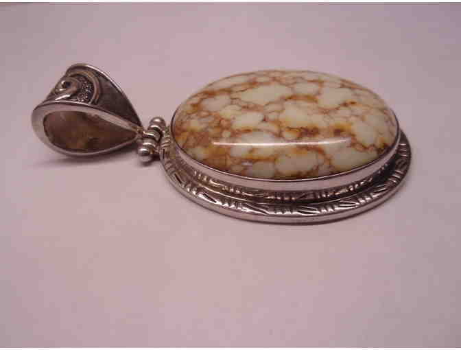 Tibetan Golden Turquois & Sterling Silver Pendent