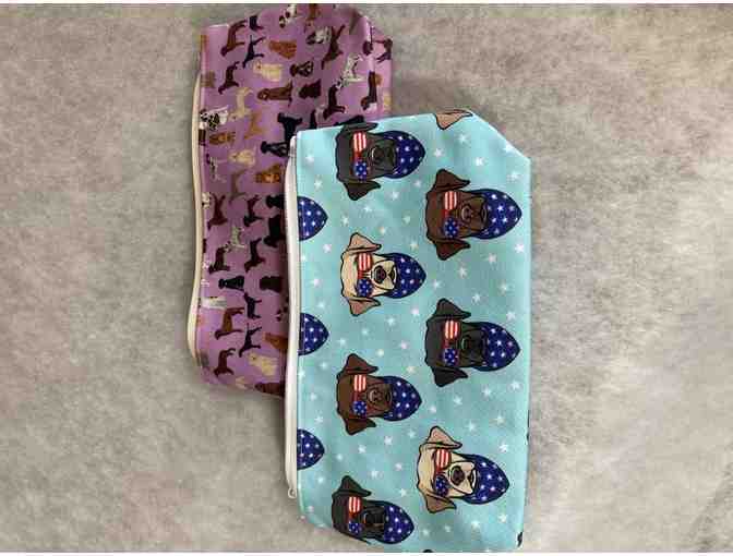 Cosmetic bags- custom made dog fabric