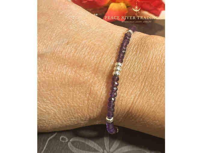 Amethyst and Silver Beaded Bracelet