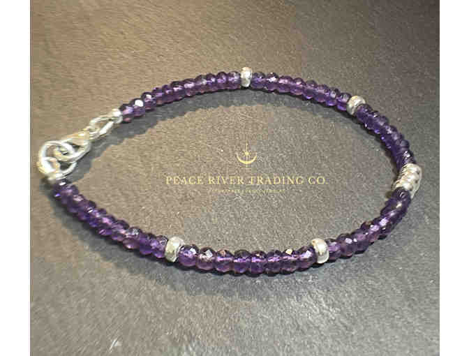 Amethyst and Silver Beaded Bracelet