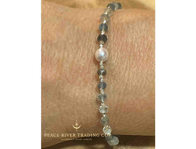 Moss Aquamarine Pearl Silver Bracelet