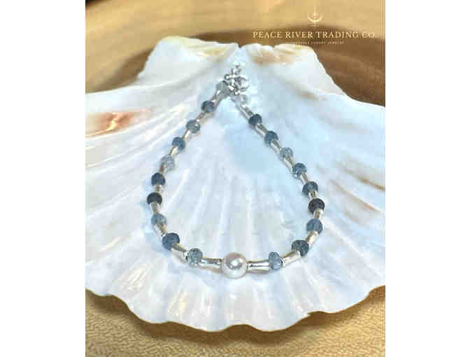 Moss Aquamarine Pearl Silver Bracelet