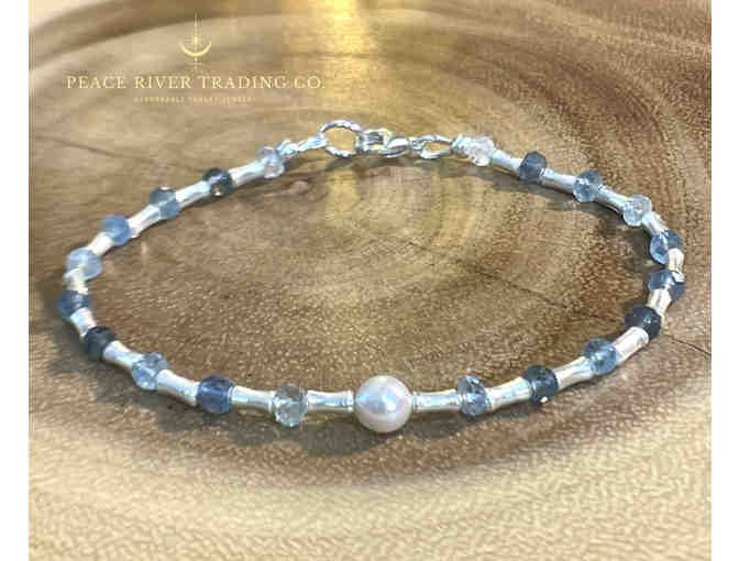 Moss Aquamarine Pearl Silver Bracelet