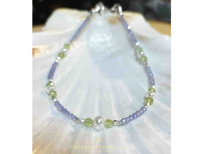Tanzanite Peridot Pearl Bracelet