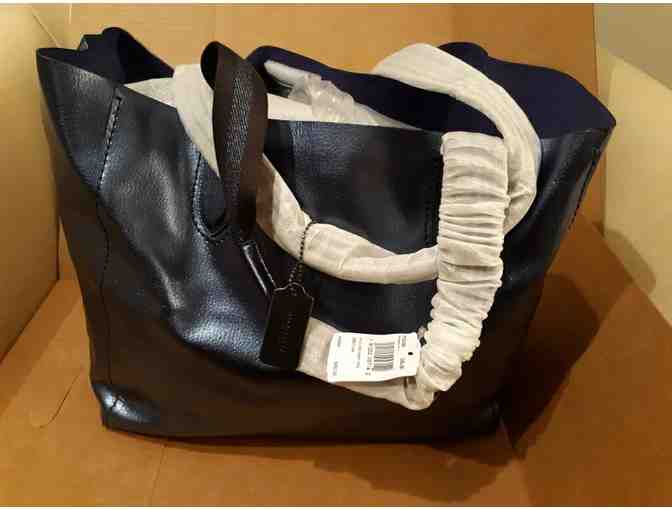 Coach blue metallic Derby tote