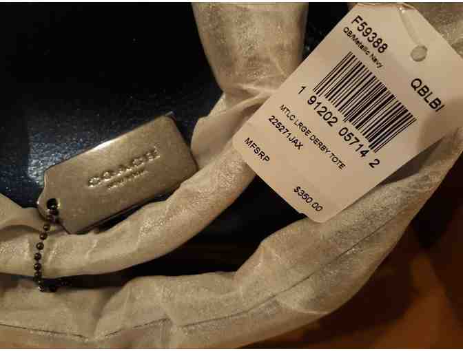 Coach blue metallic Derby tote