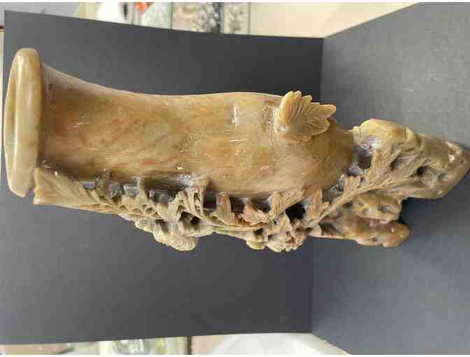 Antique Chinese Soapstone Vase Floral Carving