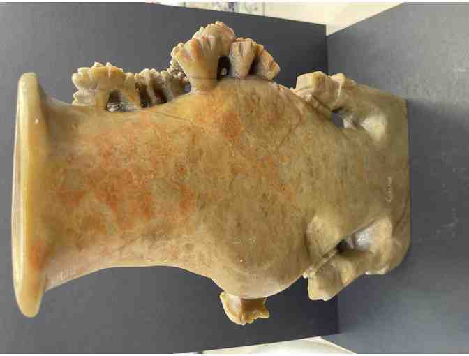 Antique Chinese Soapstone Vase Floral Carving