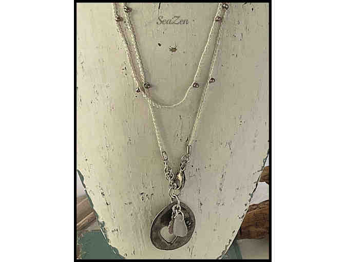 Hand Crocheted Necklace with Paw Print & Sea Glass