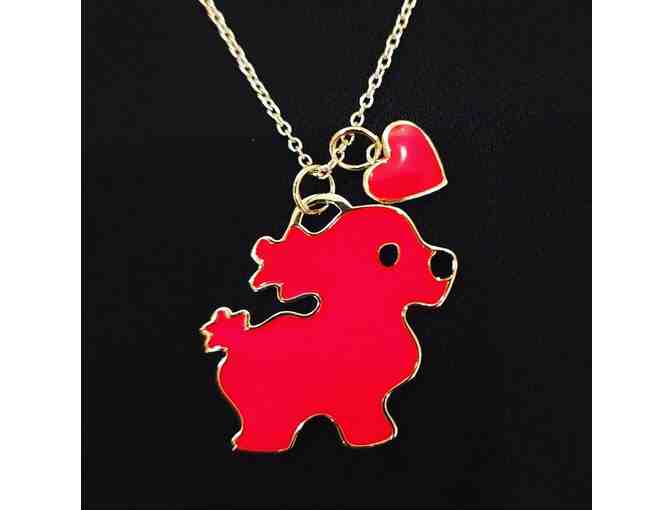 Sterling Silver Lucky Dog Necklace with Heart Charm