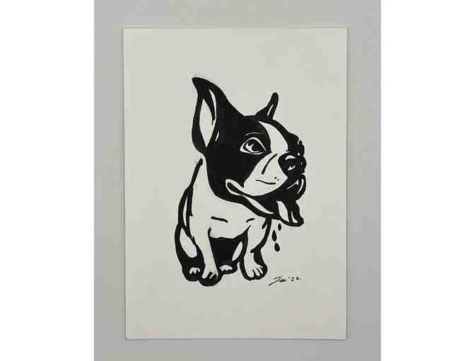 Handmade Artwork Boston Terrier with Tongue Out