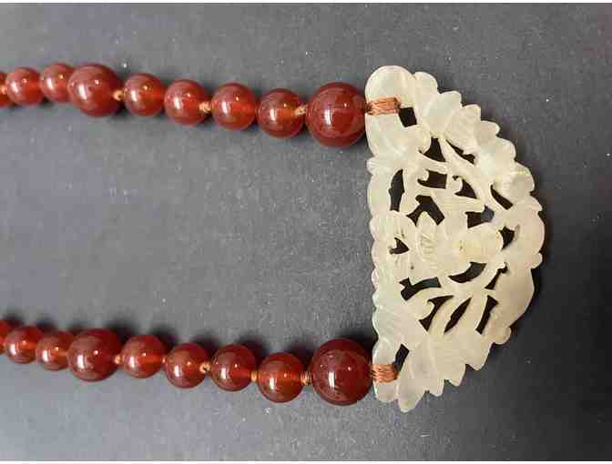 'Dainty' Vintage Carnelian and 'Jade' Necklace