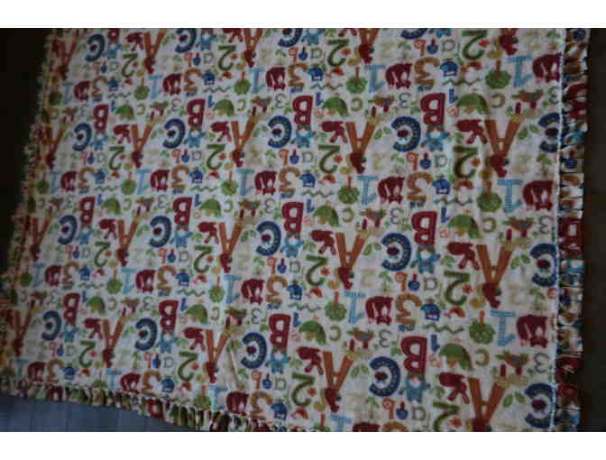 ABC 123 Fleece Tie Throw Blanket