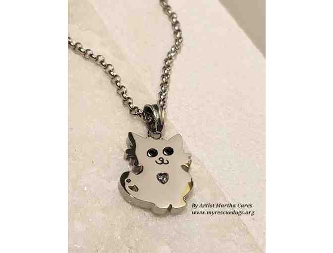 Kitty Stainless Steel Necklace by Artist Martha Cares