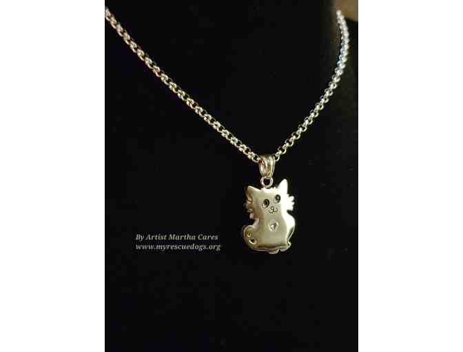 Kitty Stainless Steel Necklace by Artist Martha Cares
