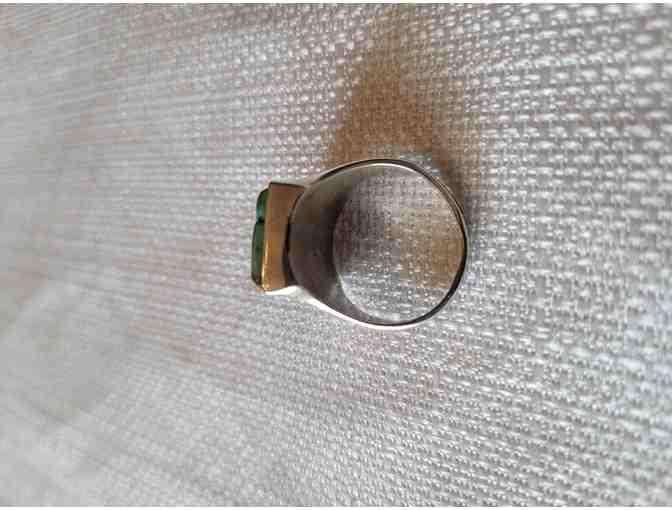 Sterling Silver Ring with Turquoise and Coral Ston