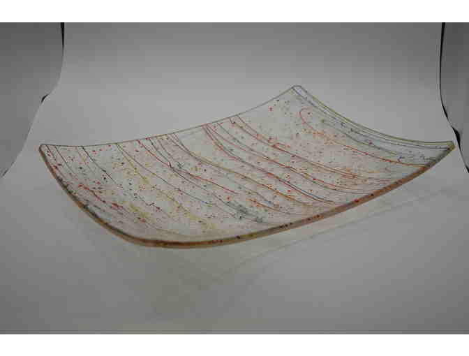 rainbow platter, fused glass (Zip code 60646 Local Pickup Only)