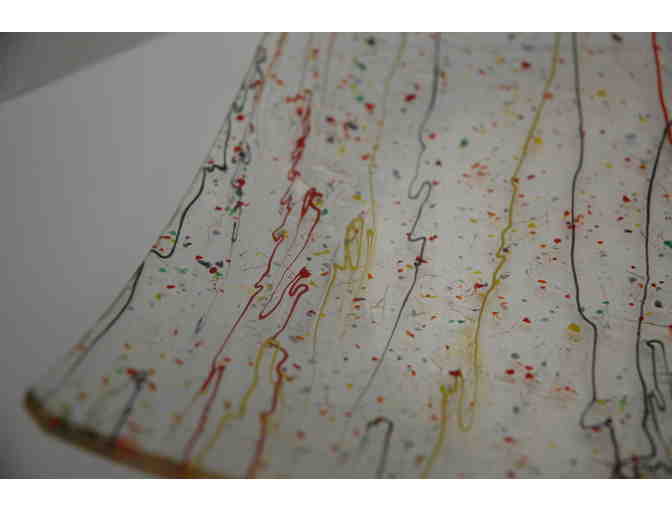 rainbow platter, fused glass (Zip code 60646 Local Pickup Only)