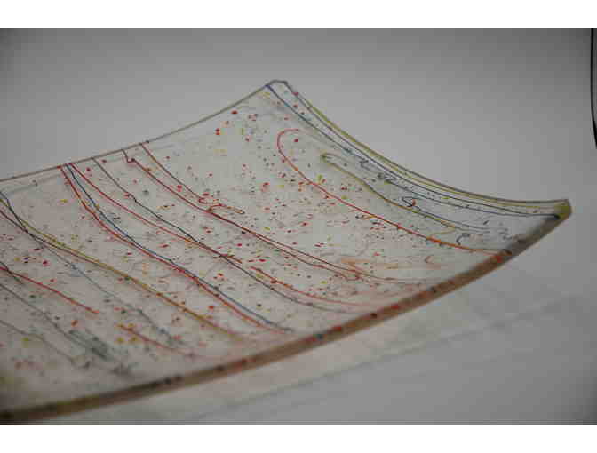 rainbow platter, fused glass (Zip code 60646 Local Pickup Only)
