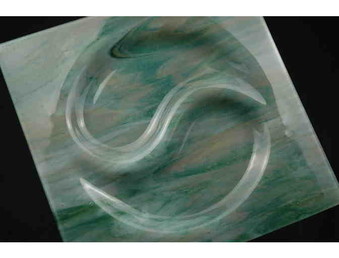 yin yang platter, fused glass (Zip code 60646 Local Pickup Only)