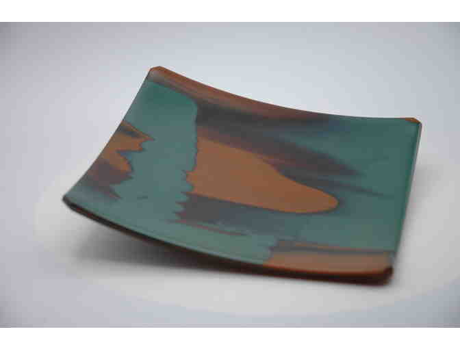 8in square plate, fused glass (Zip code 60646 Local Pickup Only)