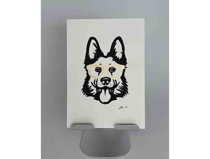 Handmade Artwork - Husky with Metallic Glasses