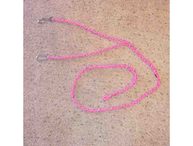 Pink double lead hand woven paracord leash