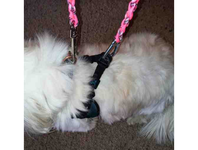 Pink double lead hand woven paracord leash